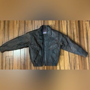 Vintage Northland Men's Bomber Jacket Leather Double Pockets M 38-40